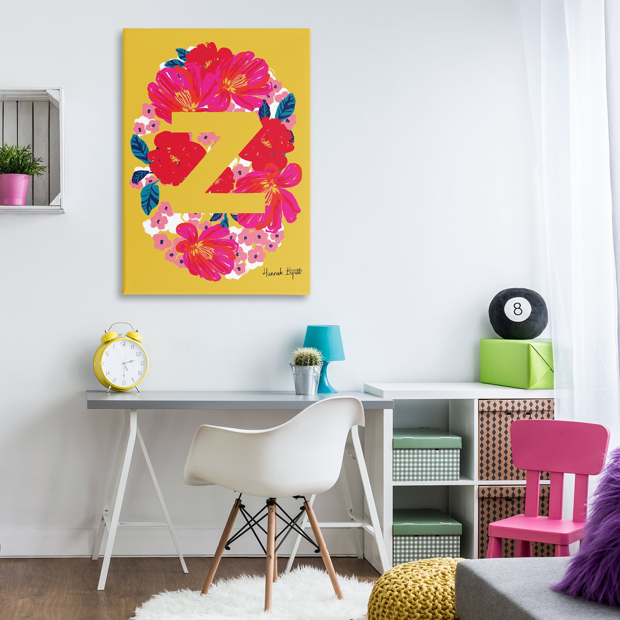 Stupell Industries Floral Bloom Letter Z Botanical & Floral Painting Gallery Wrapped Canvas Art Print Wall Art, 30 x 45
