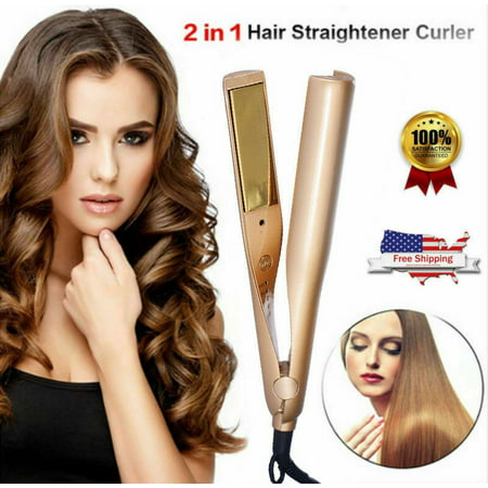 2 IN 1 MESTAR IRON PRO Hair Straightener Curling Iron Negative Ions Wavy Syling Tool Salon Wet&Dry