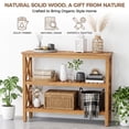 thumbnail image 4 of ZENY 40-Inch Solid Wood Outdoor Console Table, 3-Tier Acacia Wood Sofa Table with Storage Shelves for Patio, Porch and Entryway, Natrual, 4 of 11