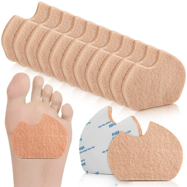 24 almohadillas para los pies para bailarinas, almohadillas para sesamoiditis para los pies, almohadillas para el antepié de fieltro para el dolor, almohadillas para los pies (Beige)