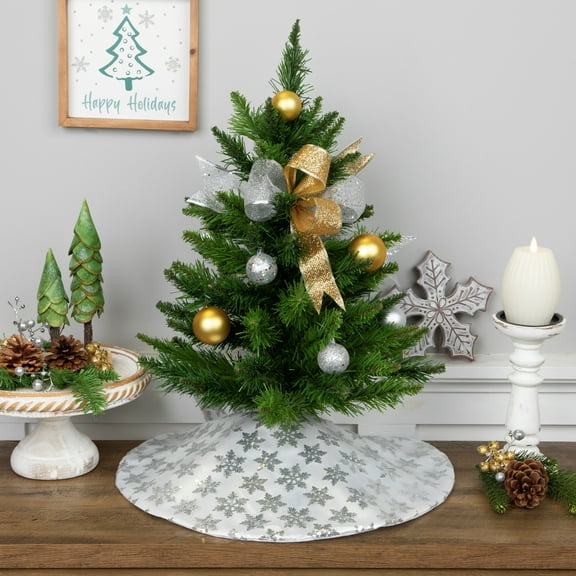 Northlight Sequin Snowflake Mini Christmas Tree Skirt - Silver - 20"