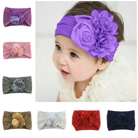 

Zhiyuan Newborn Cloth Headband Rose Decorative Baby Girls High Elastic Wide Hair Band