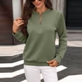 thumbnail image 2 of Women's Half Zip Tops Crew Neck Long Sleeve Texture Pullover Fall Winter Fashion Casual Sweatshirts Loose Fit (XL, Army Green), 2 of 9