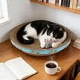 thumbnail image 4 of FastXmas Cat Scratcher Cardboard, Oval Cat Scratch Pad Bowl Nest for Home, 360° Scratchable Design Cat Scratching Board Corrugated Lounge Cat Bed, Furniture Protector for Couch 13 Inch, 4 of 6