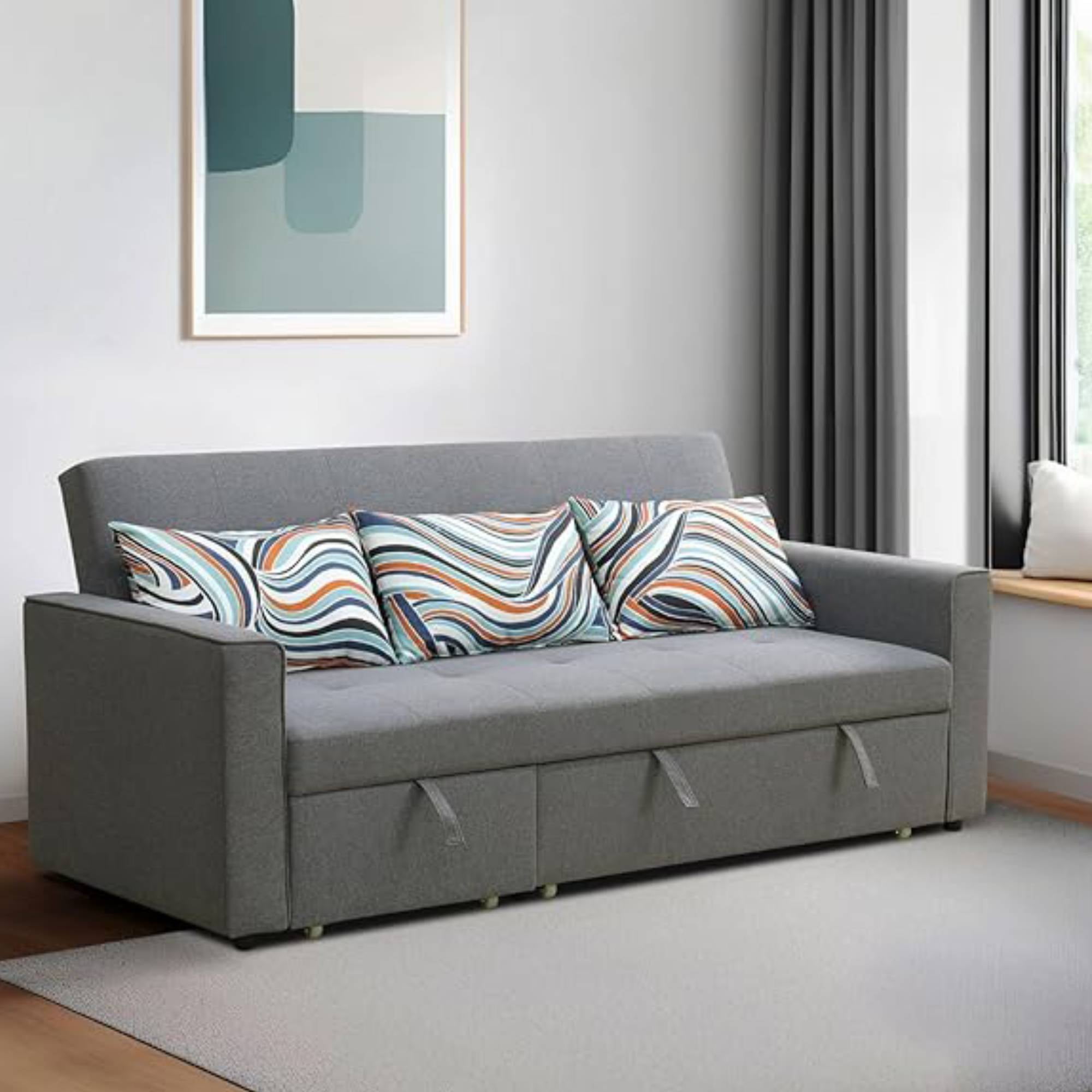 Convertible Sectional Sleeper Sofa, Pull Out Sofa Bed Reversible Corner Sofa&Couches Couch Bed for Living Room, Grey