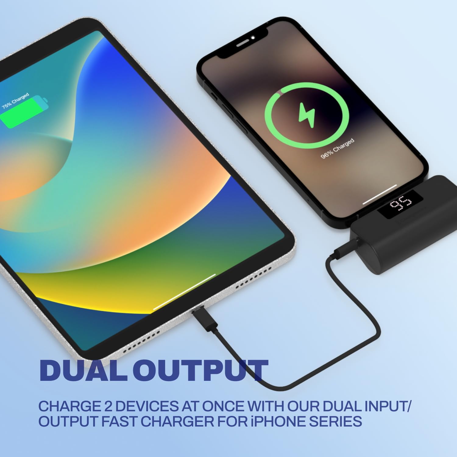 CHARGEWORX Mini Portable Charger Power Bank with Built-in USB-C Connector, LCD Display for Battery, 5000mAh, Fast Charging, Small & Compact Design