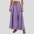 thumbnail image 5 of Womens Midi Comfortable Skirts High Rise Wide Leg Casual Everyday Purple L, 5 of 7