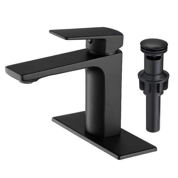 VOTON Black Bathroom Faucet Single Handle Bathroom Faucets for Sink 1 Hole Rv Lavatory Vanity Faucet with Pop-up Drain and Water Supply Lines