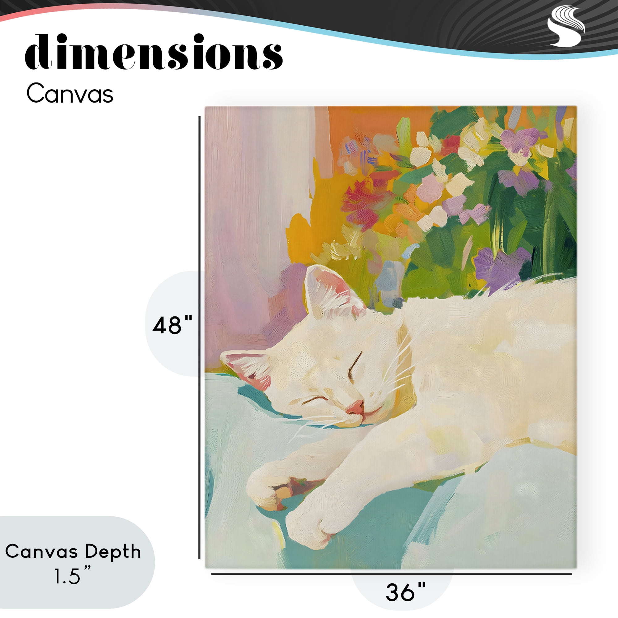 Stupell Industries Sleeping Cat with Flowers Canvas Wall Art, design by The Prints Vibe