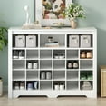 thumbnail image 2 of Modern Shoe Cabinet with Curved Base, 5 Tier Wood Freestanding Shoe Rack 24 Shoe Cubby Console Shoe Organizer, 2 of 8