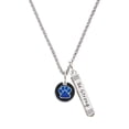 thumbnail image 1 of Delight Jewelry Silvertone Navy Blue Paw on Black Disc Silvertone Be Strong and Courageous Bar Charm Necklace, 23", 1 of 4
