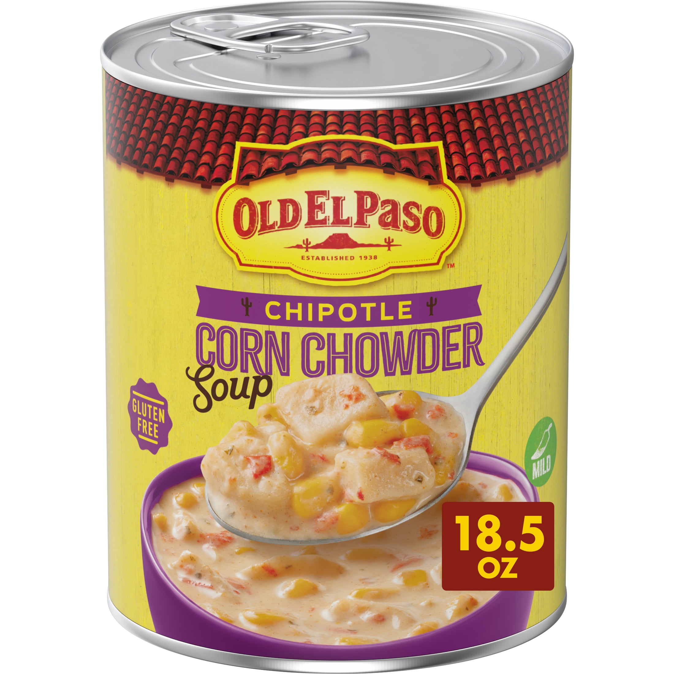 (4 pack) Old El Paso Chipotle Corn Chowder Soup, Ready to Serve Canned Soup, 18.5 oz
