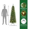 thumbnail image 2 of Favory 6ft Prelit Artificial Hinged Slim Pencil Christmas Tree with Warm White Lights, Full Branch Tips, Good Choice Decoration for Xmas Holiday,Green, 2 of 7