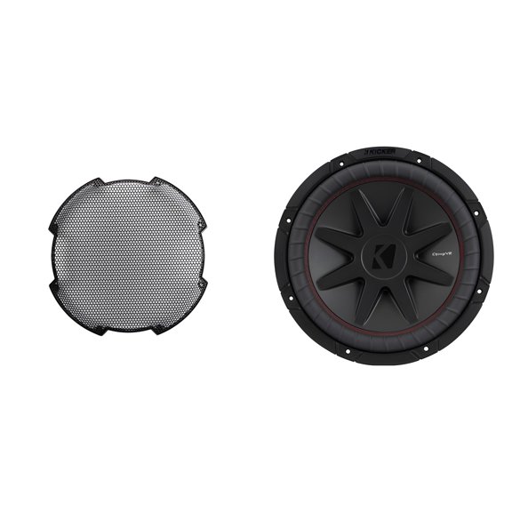 Kicker 52CVR124 12-Inch (25cm) Sub, DVC, 4-ohm & 52GR12 Grill Bundle