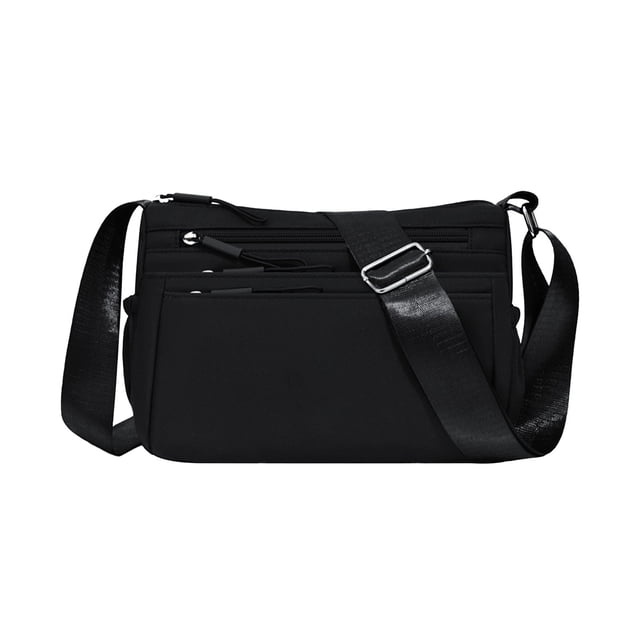 Black Female Shoulder Bag Crossbody Fashionable Versatile Multi Compartment Lightweight Commuting Oxford Cloth