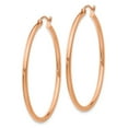 thumbnail image 2 of Real 14kt Rose Gold Polished 2mm Lightweight Tube Hoop Earrings; for Adults and Teens; for Women and Men, 2 of 3