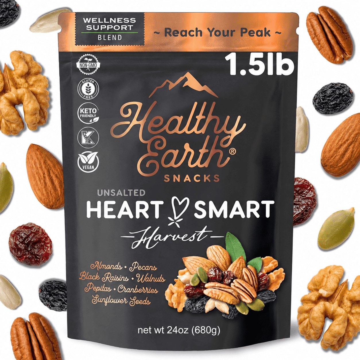 Mixed Nuts Unsalted | Trail Mix | Trail Mix without Peanuts | Gourmet Snacks, Protein Snacks, Gluten Free, No Preservatives, High Fiber (Wellness Support)