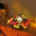 thumbnail image 5 of yulier Halloween Candle Rings Wreaths, Christmas Decorations Artificial Maple Leaf Pumpkin Berry Pinecone Candle Holder Rings Thanksgiving Party Table Centerpiece, 5 of 6