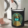 thumbnail image 7 of TEQUAN Waterproof Laundry Hampers, Cartoon Pyramid Ufo Alien Pattern Clothes Storage Basket with Handle (M), 7 of 7