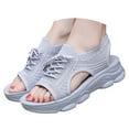 thumbnail image 3 of Xijirk Women Summer Sandals Breathable Platform Wedge Heel Casual Beach Yoga Walking Shoes Lace Up Design Women Sandals for Outdoor Activities and Travel,Grey,6.5, 3 of 9