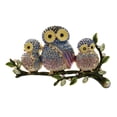 thumbnail image 2 of retro cristal esmaltado tres búhos broche Pin de accesorios regalos, 2 of 7