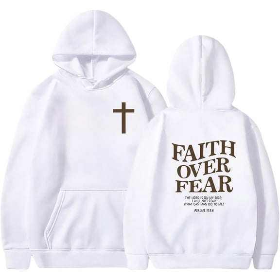 Faith Over Fear Hoodie Christian Sweatshirt Religious Shirts God Bible Verse Cross Pullover