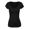 thumbnail image 5 of Essential Basic Scoop Neck Short Sleeve Basic Tee - 4 Pack - Bk, HChr, Ryl, HGry, M, 5 of 5