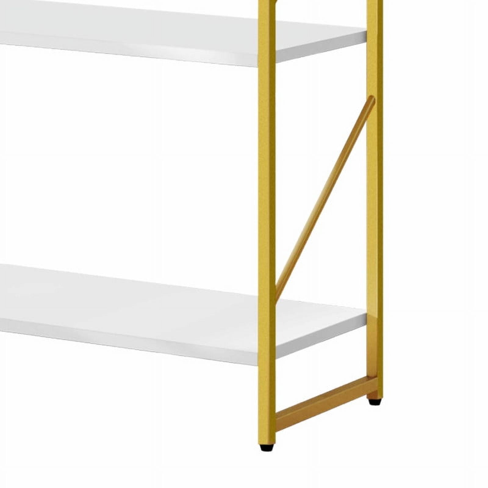 Uforic 5 Tier Bookshelf, Modern Gold& White Bookcase, Open Bookcase Storage Organizer for Bedroom, Living Room and Home Office, Gold