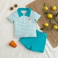 thumbnail image 2 of RTKFRFLM Toddler Boys Easter Outfit Short Sleeve Striped T Shirt and Shorts Gentleman Set, 2 of 7