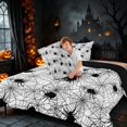 thumbnail image 4 of Homewish Spider Web Full Size Comforter Sets, Happy Halloween Bedding Comforter Set, White, Black Reversible, 3pcs 1 Comforter and 2 Pillowcases, 4 of 6