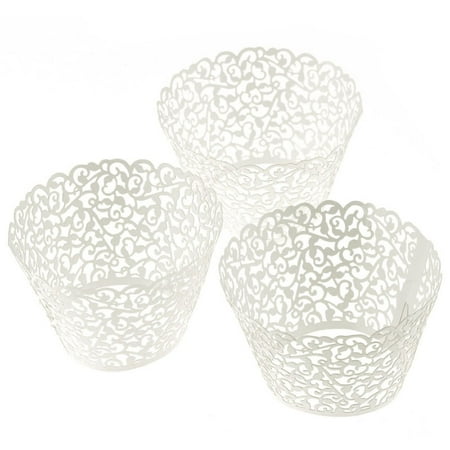 Laser Cut Cupcake Holders - 100 Filigree Little Vine Lace Laser Cut Cupcake Wrapper Liner Baking Cup