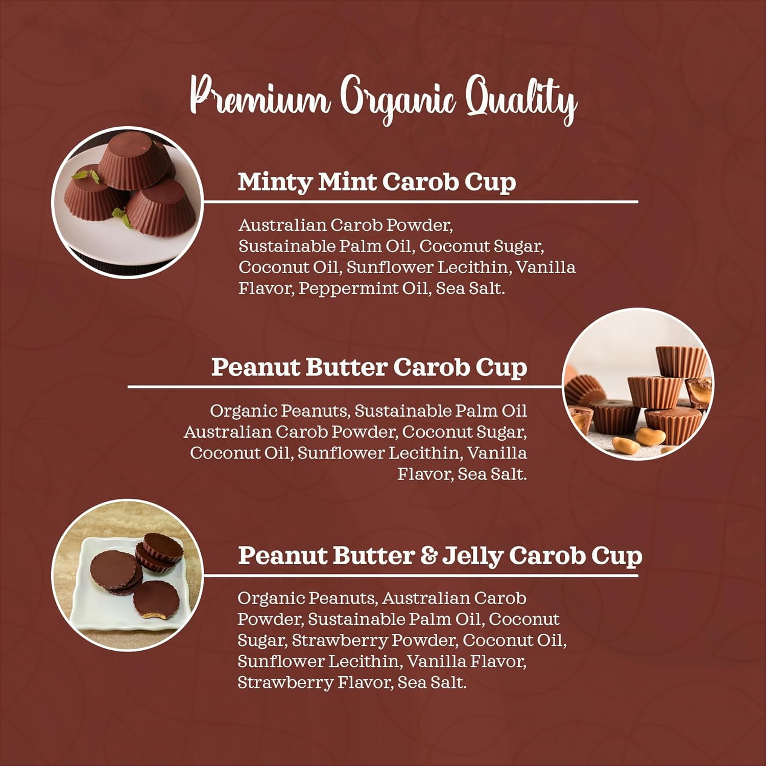 Missy J’s Carob Dark Delights Unsweetened Peanut Cup Vegan Chocolate Dairy-Free 9 oz 12 Pack