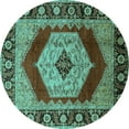 thumbnail image 1 of Ahgly Company Machine Washable Indoor Round Persian Turquoise Blue Traditional Area Rugs, 7' Round, 1 of 4