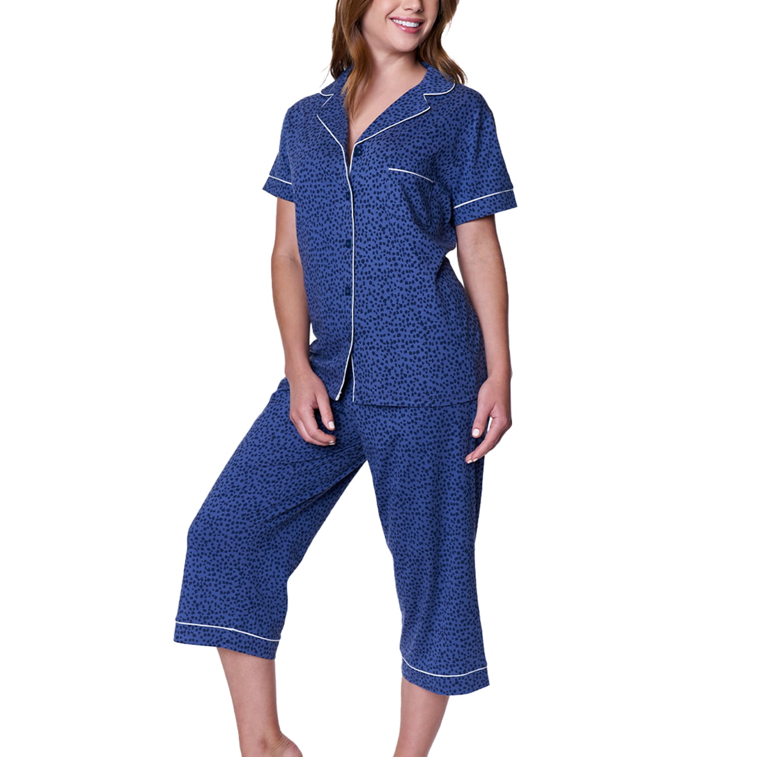 Pijama Abotonado Mujer Azul Xs