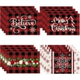 thumbnail image 2 of 2024 Placemat Christmas Linen Red Black Plaid rative Holiday Table Pad Seasonal Xmas r, 2 of 5