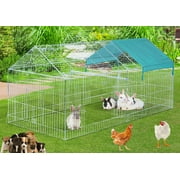 Large 71"x30"x30"H Galvanized Steel Outdoor Rabbit Chicken Coop Puppies Run Metal Pet Hutch Enclosure Small Animal Playpen Waterproof Cover