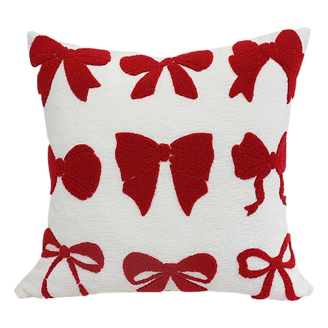 Specollect 4 Pcs Decorative Throw Pillow Covers for Sofa Bedroom, Soft Bow Cushion Backrest Pillowcase, Home Decor Gift for Living Room Office 45*45CM