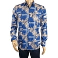 thumbnail image 2 of Men Sports Shirt by DE-NIKO Long Sleeves Fashion Print Soft Modal DSA125 Navy, 2 of 9