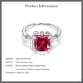 thumbnail image 6 of Gem Stone King 925 Sterling Silver Red Created Ruby and White Created Sapphire Engagement Ring for Women | 2.60 Cttw | Cushion 8MM | Gemstone July Birthstone | Size 5, 6 of 6