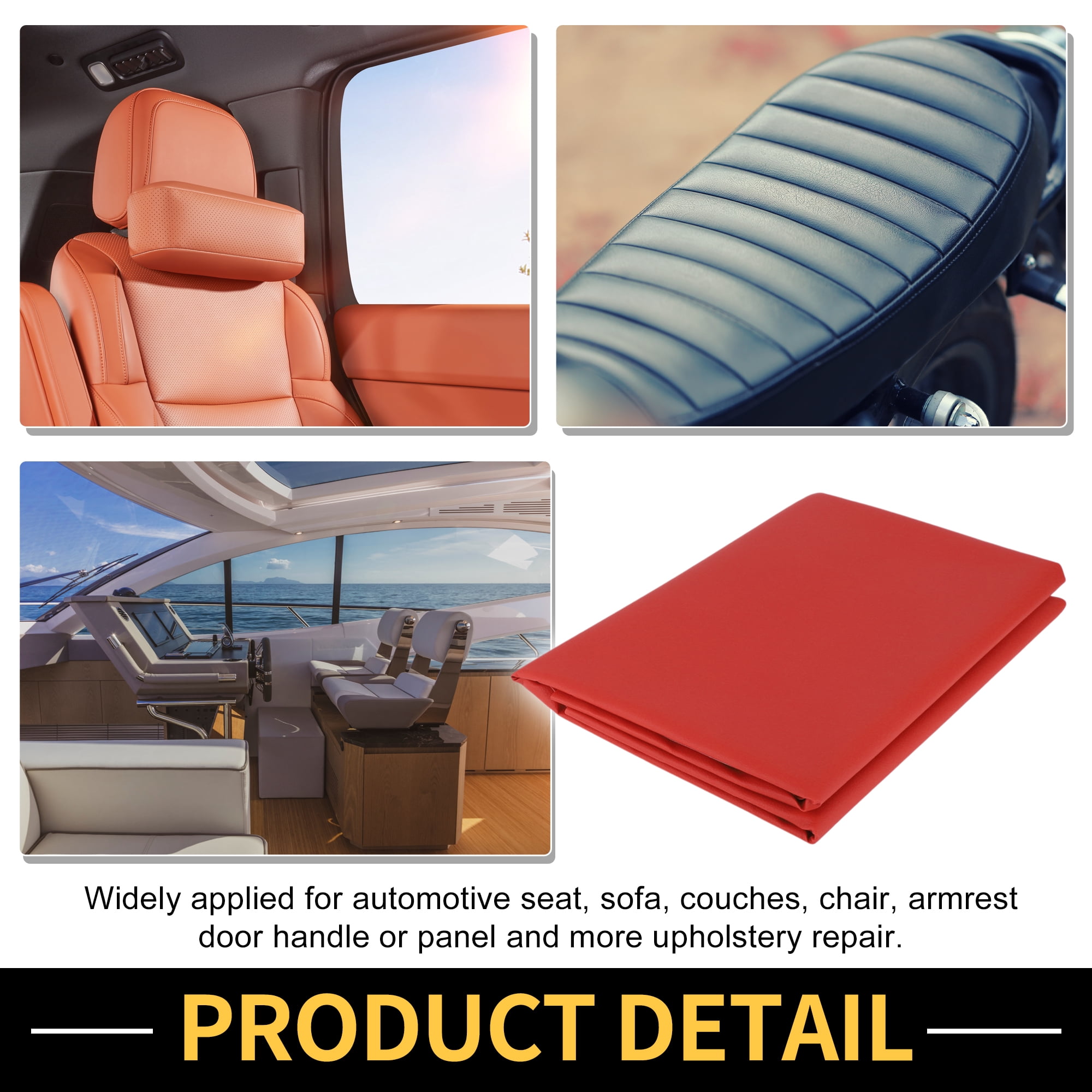 Unique Bargains Leather Fabric Upholstery Leather Repair Patch 91x137cm for Automotive Car Boat Seat Sofa Couches Chair Interior Trim DIY Red 1 Pcs