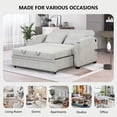 thumbnail image 6 of Euroco 61.6" Pull Out Sofa Bed Modern Chenille Convertible Loveseat Sofa with Adjsutable Backrest, 2 Pillows, Cup Holders, USB Ports for Living Room, Apartment, White Gray, 6 of 9