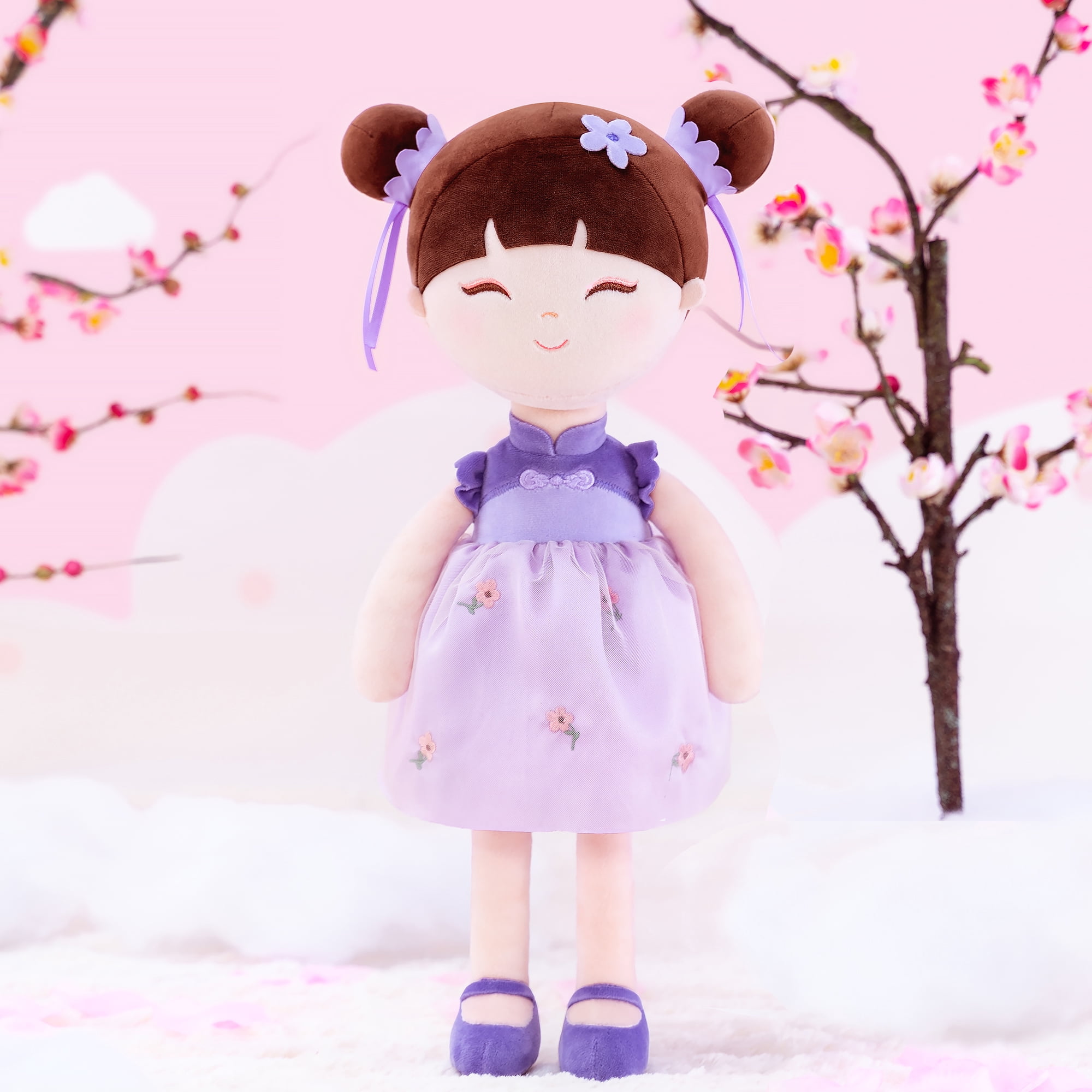 Gloveleya Plush Dolls Asian Fairy Doll Baby Girl Gifts Soft Girl Toys Purple Myrtle 16"
