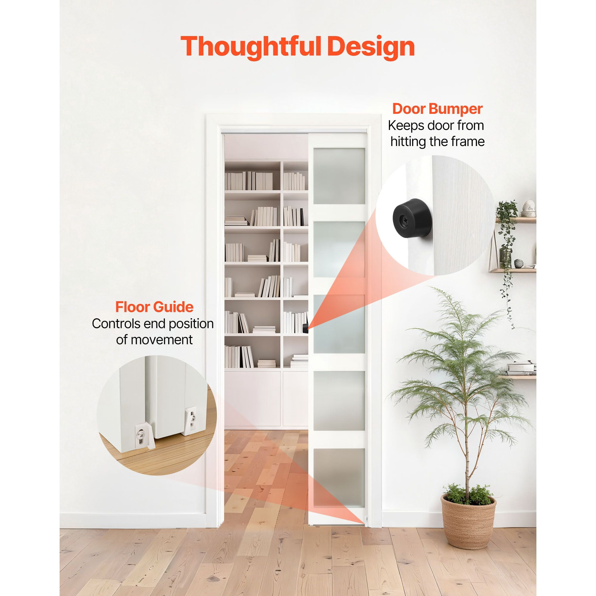 Pocket Door Track Kit 56.73 Inch Soft-Close Aluminum Alloy for 30 Inch Wide Doors Bedroom Closet