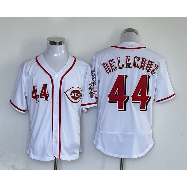 Baseball Uniform Reds Jersey Fan Elite Version Reds 44# 11# 19# 30# Delacruz Copy Player Name Jersey -GTV