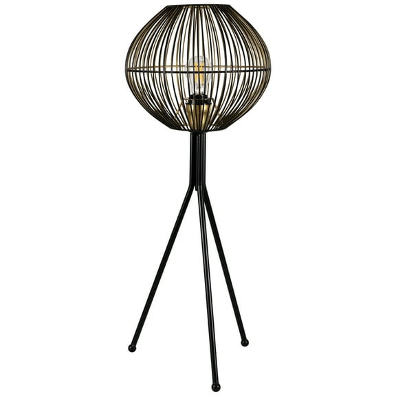 Iron Table Lamp with Wire Shade - 29.75" - Black and Gold