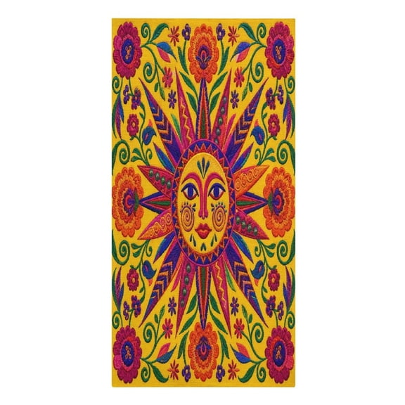 RKSupls Sun Face Flowers Microfiber Beach Towel Absorbent Compact Towels for Swimming Pool Beach Travel Things for Vacation Essentials Adult Gift,61.4×30.3Inch