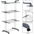 thumbnail image 3 of HOMIDEC Clothes Drying Rack ,4-Tier Foldable Clothes Hanger Adjustable Large Stainless Steel Garment Laundry Racks with 4 castors, 3 of 7