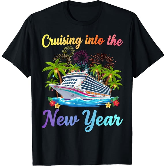 Happy New Year 2026 Cruising Into The New Year 2026 T-Shirt- American fashion hot selling casual retro high quality 100% cotton T-shirt 1 piece