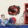 thumbnail image 5 of 3D Football Rugby Break Through Wall Decal, Peel And Stick 3D Effect Wall Stickers For Teen Boys Bedroom Playroom Game Room Man Cave Sport Themed, Wall Decor With Realistic, 5 of 7