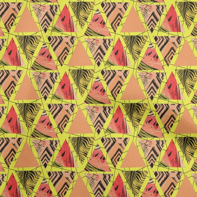oneOone Viscose Chiffon Dark Peach Fabric Geometric Tropical Texture Craft Projects Decor Fabric Printed By The Yard 42 Inch Wide
